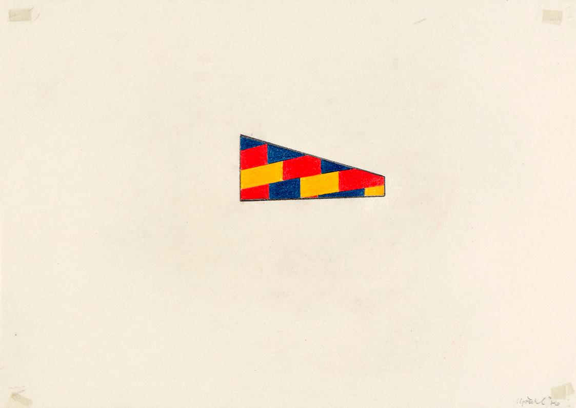 Roland Goeschl, Ohne Titel, 1976, Bleistift und Buntstift auf Seidenpapier, 21 × 29,5 cm, Belve…