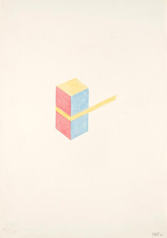 Roland Goeschl, Ohne Titel, 1974, Bleistift und Buntstift auf Papier, 44,1 × 31,1 cm, Belvedere…