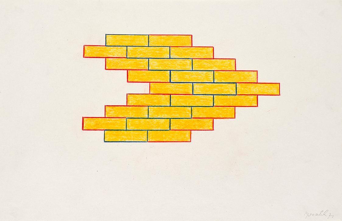 Roland Goeschl, Ohne Titel, 1971, Buntstift auf Papier, 20,2 × 30,8 cm, Belvedere, Wien, Inv.-N ...