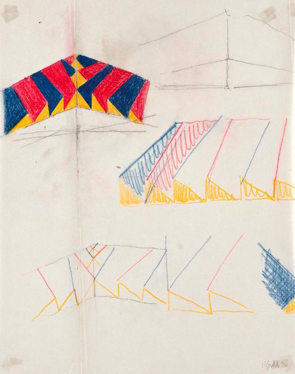 Roland Goeschl, Ohne Titel, 1976, Bleistift und Buntstift auf Seidenpapier, 29,7 × 23,5 cm, Bel…