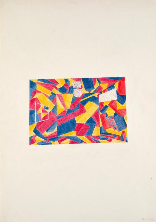 Roland Goeschl, Ohne Titel, 1970-1971, Bleistift und Buntstift auf Papier, 57,8 × 40,8 cm, Belv ...