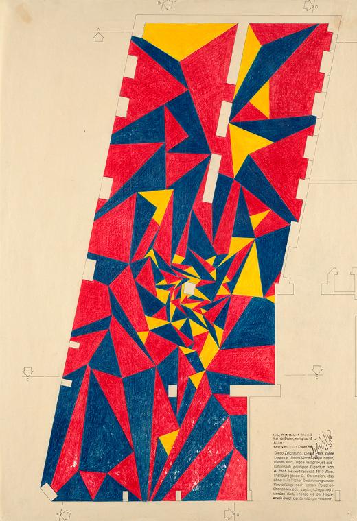 Roland Goeschl, Ohne Titel, 1980, Bleistift und Buntstift auf Papier, 60 × 41,1 cm, Belvedere,  ...