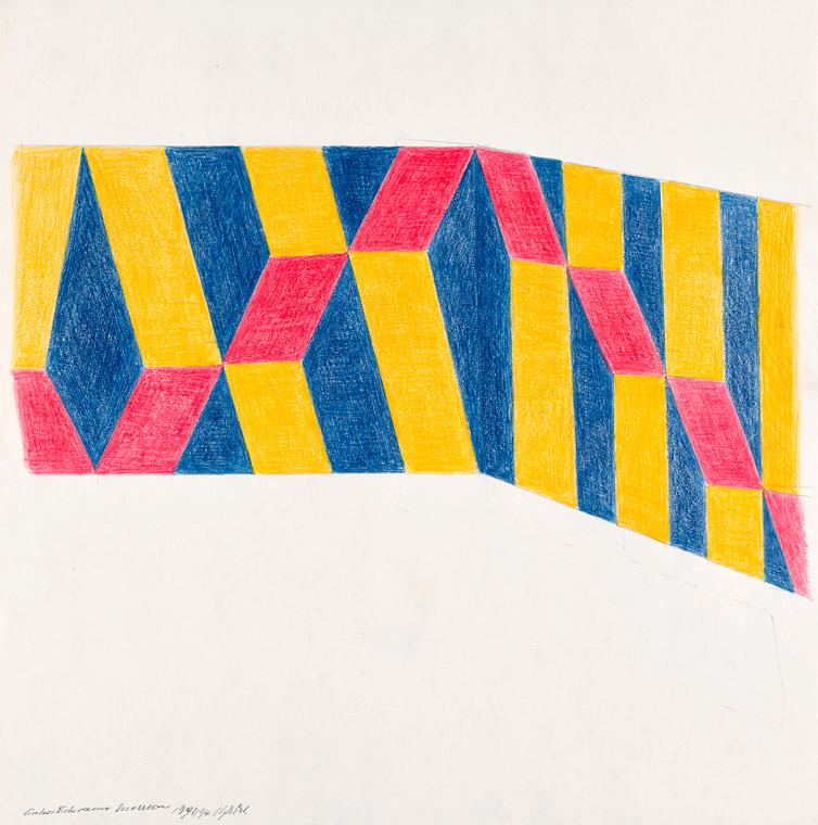 Roland Goeschl, Linker Farbraum Secession, 1993-1994, Bleistift und Buntstift auf Papier, 44,4 …