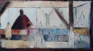 Heinrich Sussmann, Konzentrationslager, 1966, Öl auf Leinwand, 26,3 x 46,2 cm, Artothek des Bun…
