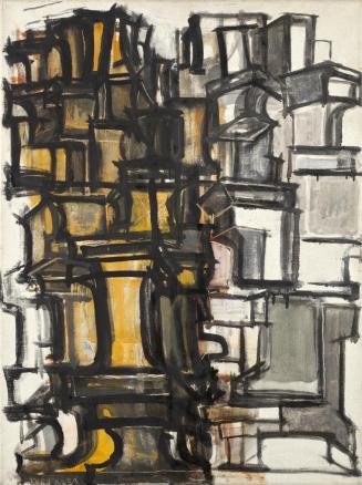 Fritz Wotruba, Architektonische Figurengruppe , 1964, Öl auf Leinwand, 76,2 × 56,9 cm, Belveder…