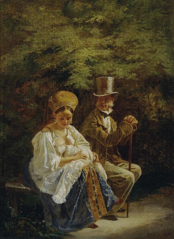Mihaly von Zichy, Der alte Hagestolz, 1847/1850, Öl auf Leinwand, 51 x 38 cm, Belvedere, Wien, …