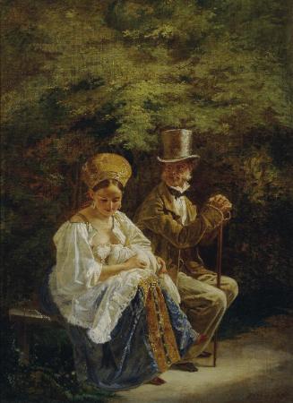 Mihaly von Zichy, Der alte Hagestolz, 1847/1850, Öl auf Leinwand, 51 x 38 cm, Belvedere, Wien, …