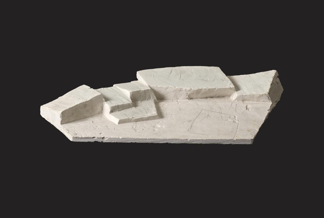 "Der Ring des Nibelungen" (Richard Wagner). Entwurf für die Bühnenbauten "Das Rheingold", 2. und 4. Bild "Freie Gegend auf Bergeshöhen" zur Inszenierung an der Deutschen Oper, Berlin, 1967. Vorderer Teil des fünfteiligen Gesamtmodells