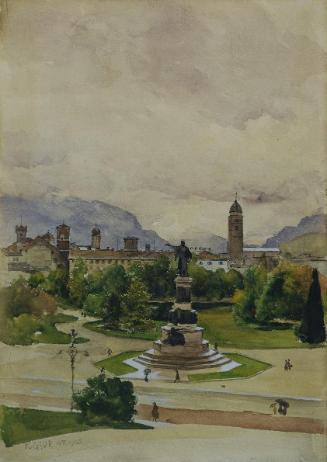 Karl Friedrich Gsur, Danteplatz in Trient, 1903, Aquarell auf Papier, 44 x 31 cm, Belvedere, Wi…