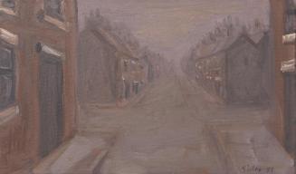 Georg Eisler, Manchester Nebel, 1987, Öl auf Leinwand, 30 × 50 cm, Belvedere, Wien, Inv.-Nr. 12…