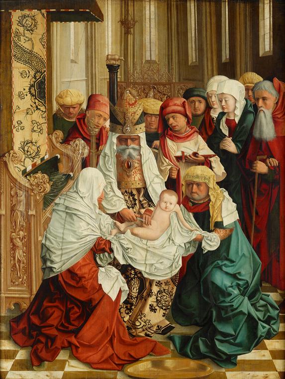 Meister von Mondsee, Beschneidung Christi, um 1497, Malerei auf Tannenholz, 113 x 87,5 cm, Belv…