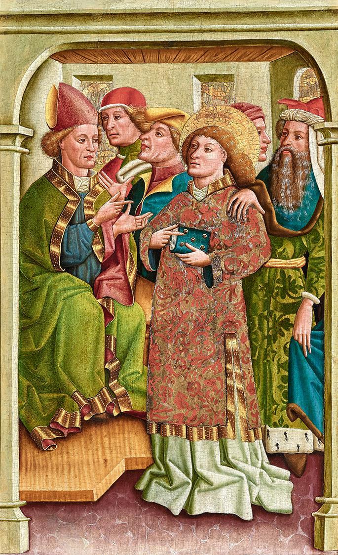 Tiroler Maler, Disputation des Heiligen Stephanus, Tirol um 1450/1460, Malerei auf Holz, 80,3 ×…