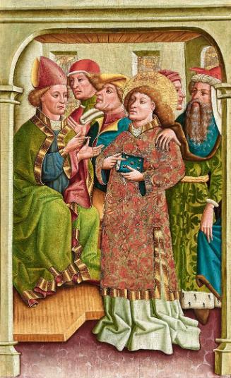 Tiroler Maler, Disputation des Heiligen Stephanus, Tirol um 1450/1460, Malerei auf Holz, 80,3 ×…