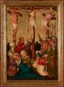 Meister der St. Lambrechter Votivtafel, Kreuzigung Christi, Wien, um 1430, Malerei auf Nadelhol…