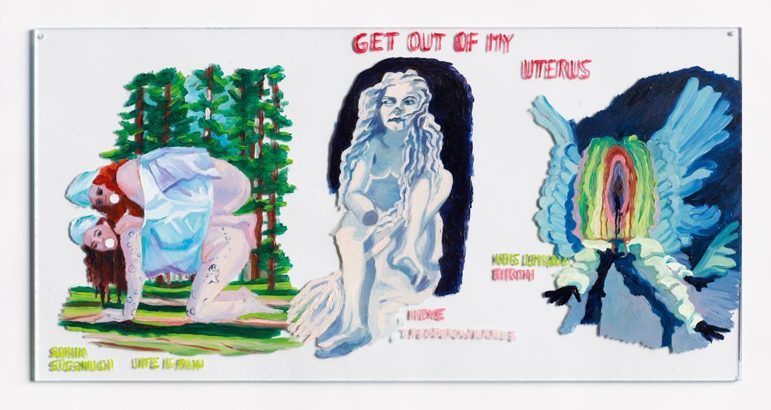 Anna Meyer, Get Out of my Uterus, 2019, Öl auf Plexiglas, 25 × 50 × 0,4 cm, Belvedere, Wien, In ...