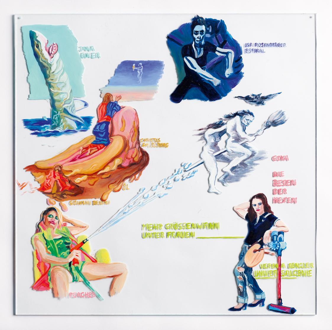 Anna Meyer, Mehr Größenwahn unter Frauen, 2019, Öl auf Plexiglas, 50 × 50 × 0,4 cm, Belvedere,  ...