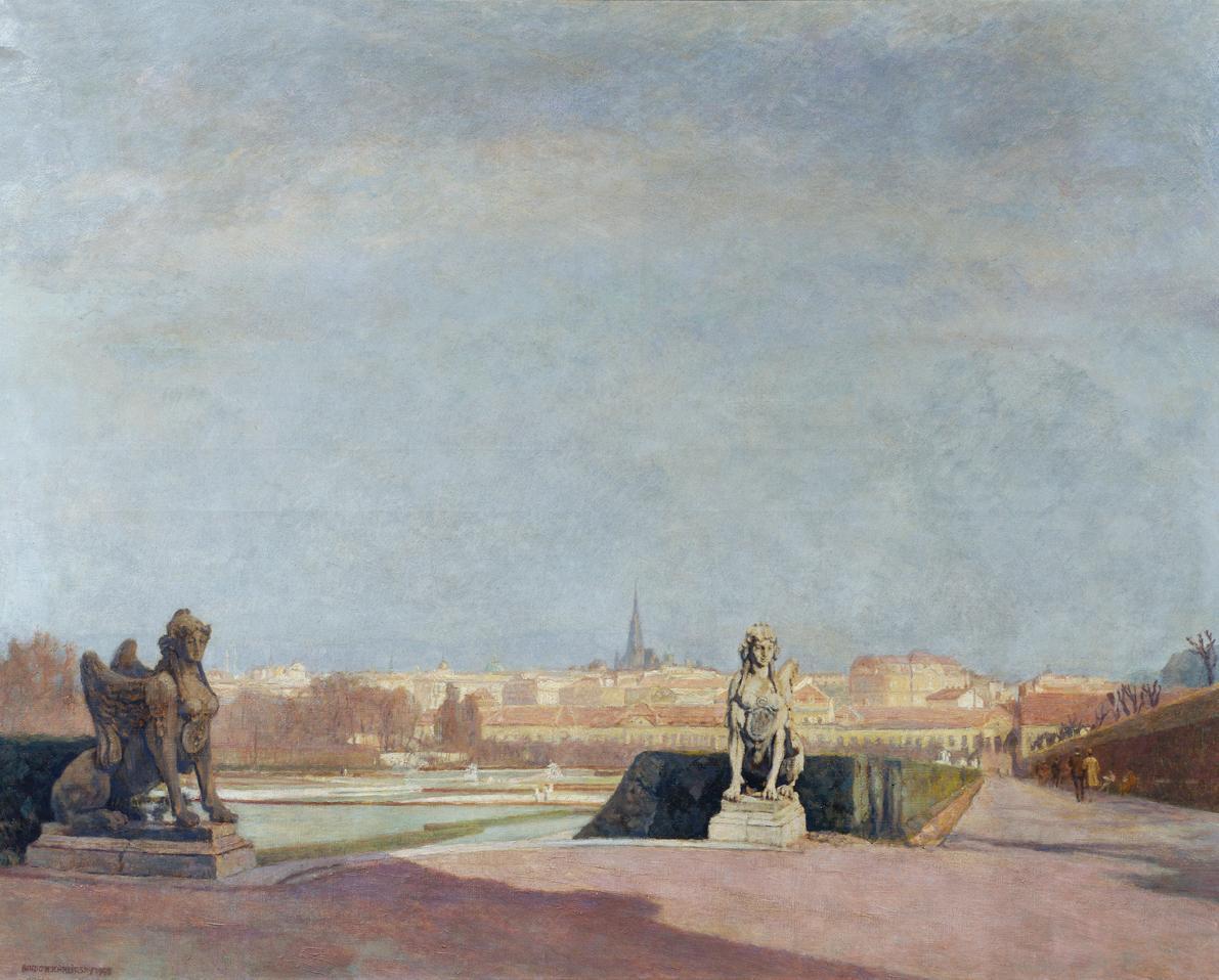 Anton Hans Karlinsky, Blick vom Belvedere auf Wien, 1943, Öl auf Leinwand, 104 x 128 cm, Belved…