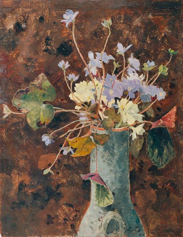 Eduard Zetsche, Frühlingsblüten, 1912, Öl auf Holz, 28,1 x 22,5 cm, Belvedere, Wien, Inv.-Nr. 1 ...