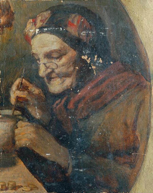 Emil Pirchan, Die Mütter des Künstlers, um 1900/1910, Öl auf Karton, 22 x 16,5 cm, Belvedere, W…