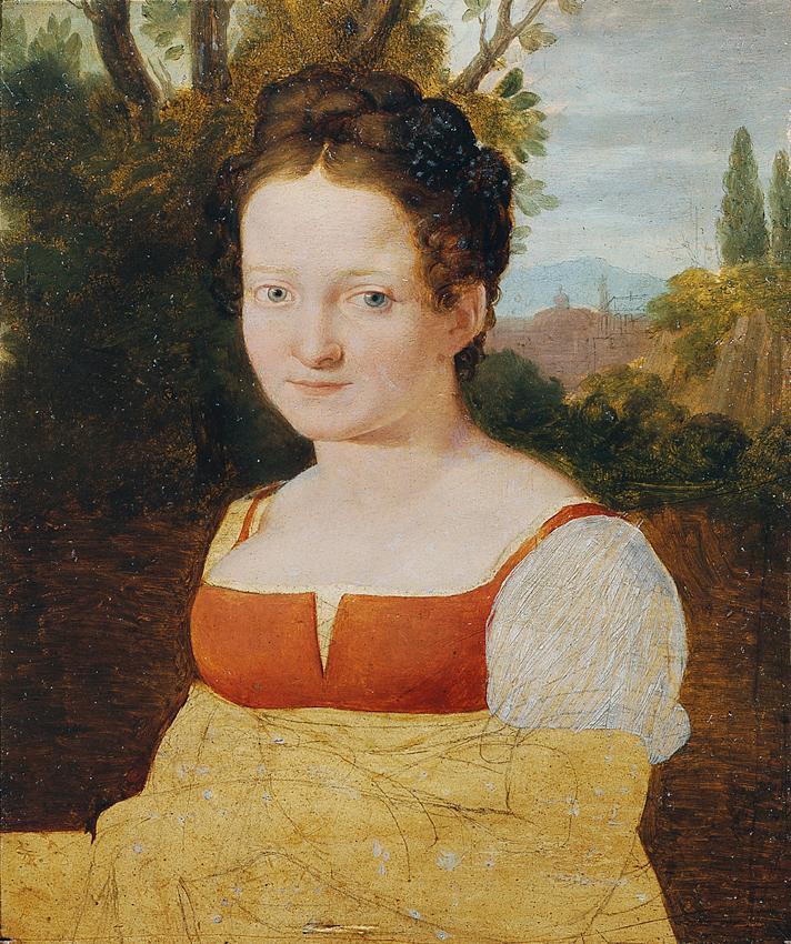 Johann Evangelist Scheffer von Leonhardshoff, Mädchenporträt, um 1815/1816, Öl auf Holz, 21,5 x…