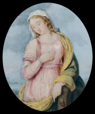 Franz Schrotzberg, Hl. Katharina, um 1834, Aquarell auf Elfenbein, hochoval: 8,5 × 7 cm, Belved ...