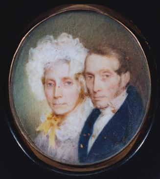 Franz Schrotzberg, Die Eltern des Künstlers, um 1859, Montiert auf einer Brosche, hochoval: 3,5…