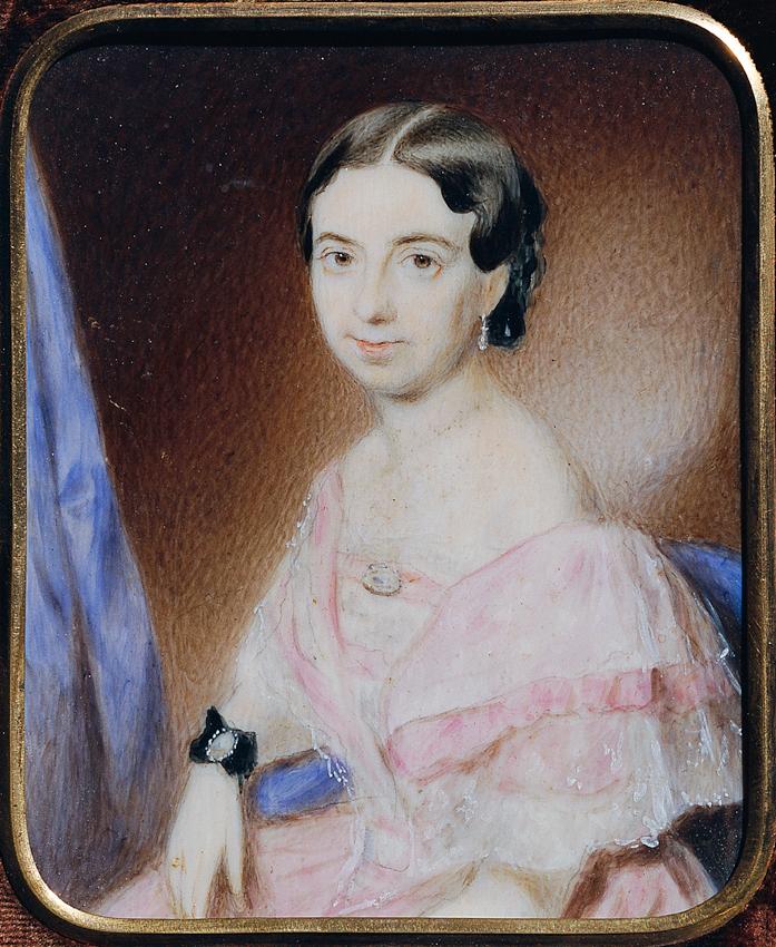Unbekannter Künstler, Damenbildnis, um 1850, Aquarell auf Elfenbein, 10 × 8 cm, Belvedere, Wien…