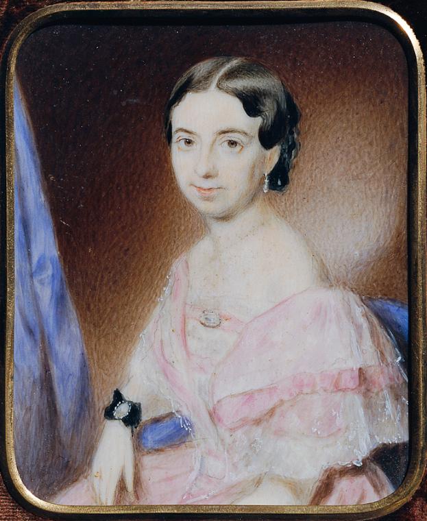 Unbekannter Künstler, Damenbildnis, um 1850, Aquarell auf Elfenbein, 10 × 8 cm, Belvedere, Wien…
