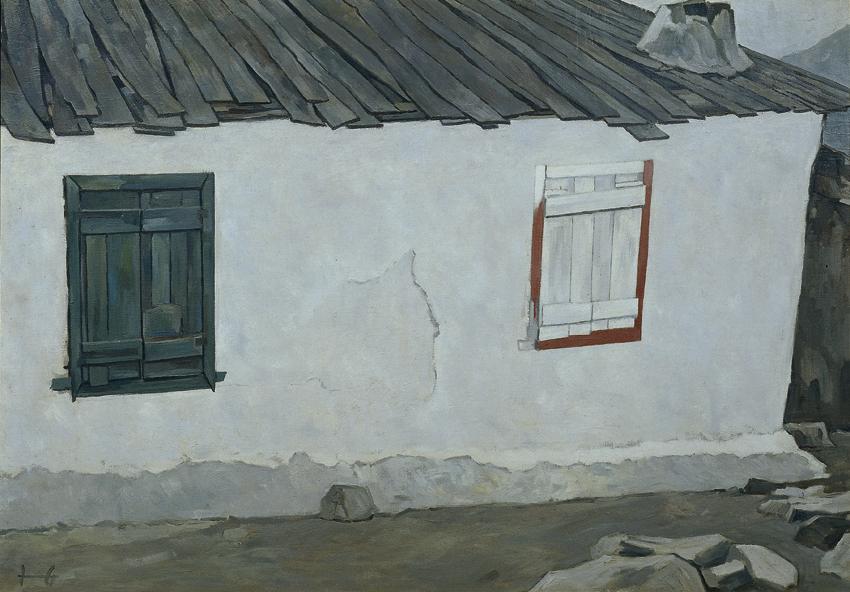 Leopold Hauer, Das weiße Haus (Zwei Fenster), 1953, Öl auf Leinwand auf Pressspanplatte, 70 x 1…
