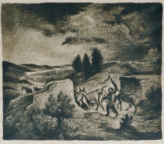 Josef Dobrowsky, Landschaft mit Hirten, Druck auf Papier, 44 x 50 cm, Belvedere, Wien, Inv.-Nr.…