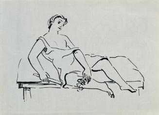 Georg Merkel, Sitzende Frau, undatiert, Tusche auf Papier, 13 x 18 cm, Belvedere, Wien, Inv.-Nr…
