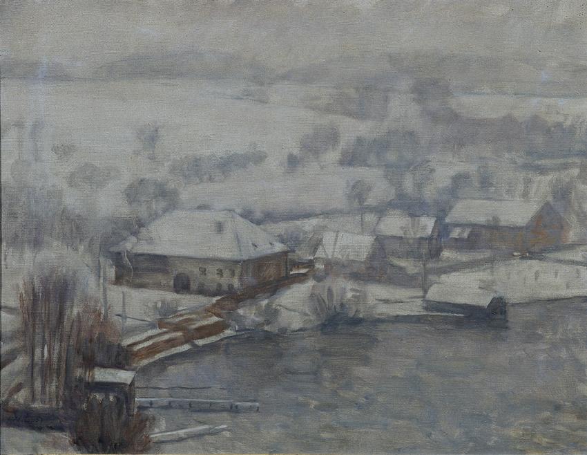 Walther Gamerith, Winterlandschaft am Attersee, 1937, Öl auf Leinwand, 57 x 74 cm, Belvedere, W…