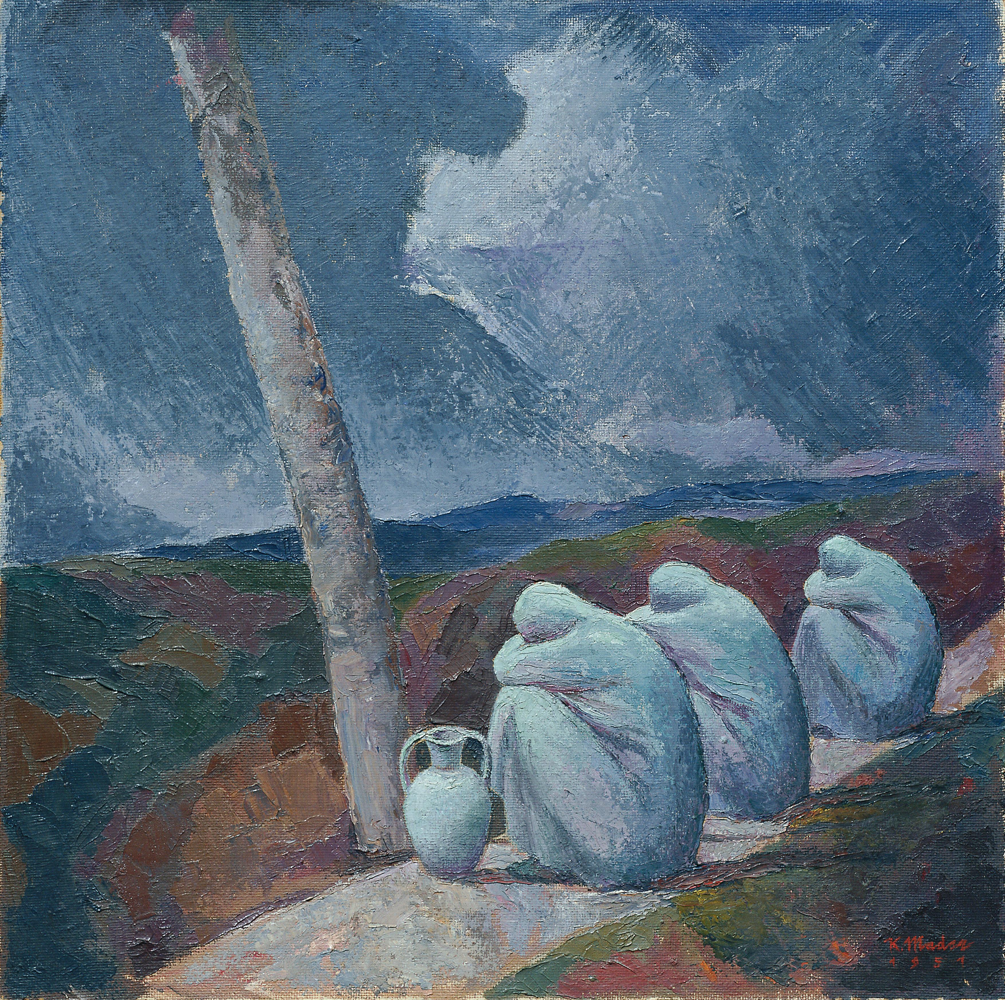 Karl Mader, Notturno, 1951, Öl auf Hartfaserplatte, 64,5 x 64,5 cm, Belvedere, Wien, Inv.-Nr. 4 ...