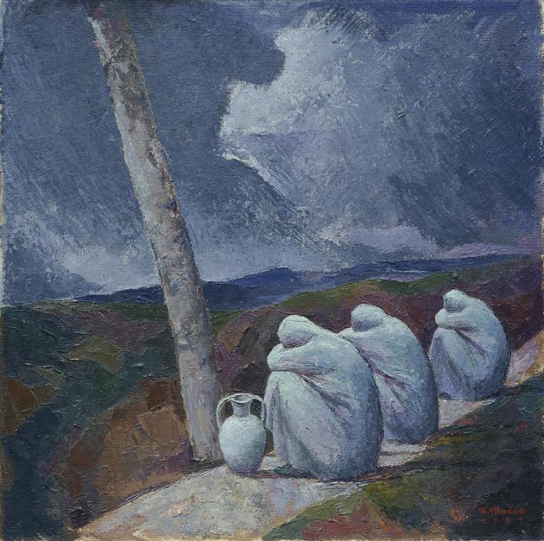 Karl Mader, Notturno, 1951, Öl auf Hartfaserplatte, 64,5 x 64,5 cm, Belvedere, Wien, Inv.-Nr. 4…
