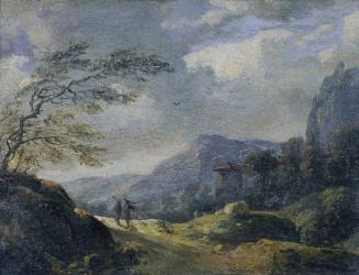 Johann Christian Brand, Kleine Gebirgslandschaft, um 1770/1780, Öl auf Holz, 7,5 x 10 cm, Belve…