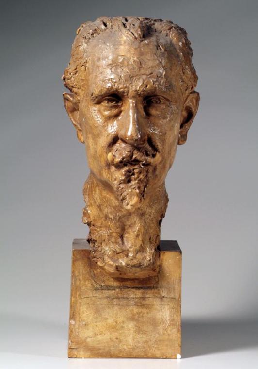 Carl Gelles, Kopf eines bärtigen Herrn, 1921, Gips, patiniert, H: 38 cm, Belvedere, Wien, Inv.-…