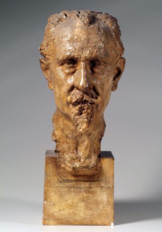 Carl Gelles, Kopf eines bärtigen Herrn, 1921, Gips, patiniert, H: 38 cm, Belvedere, Wien, Inv.-…