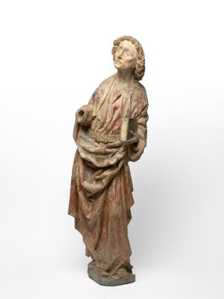 Südweststeirischer Bildschnitzer, Trauernde Maria, um 1465, Lindenholz mit Fassungsresten, H: 1…