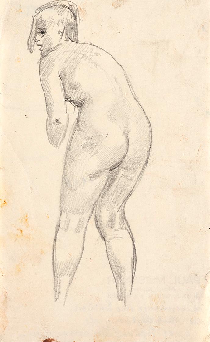 Paul Meissner, Weiblicher Rückenakt, 1936, Bleistift auf Papier, 21,2 × 13,4 cm, Belvedere, Wie…