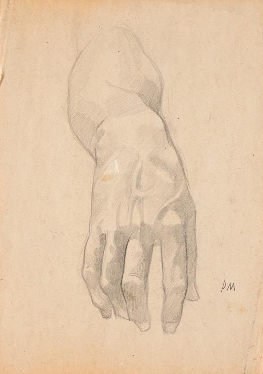 Paul Meissner, Handstudie, undatiert, Bleistift, 29,8 × 21 cm, Belvedere, Wien, Inv.-Nr. 11219/…