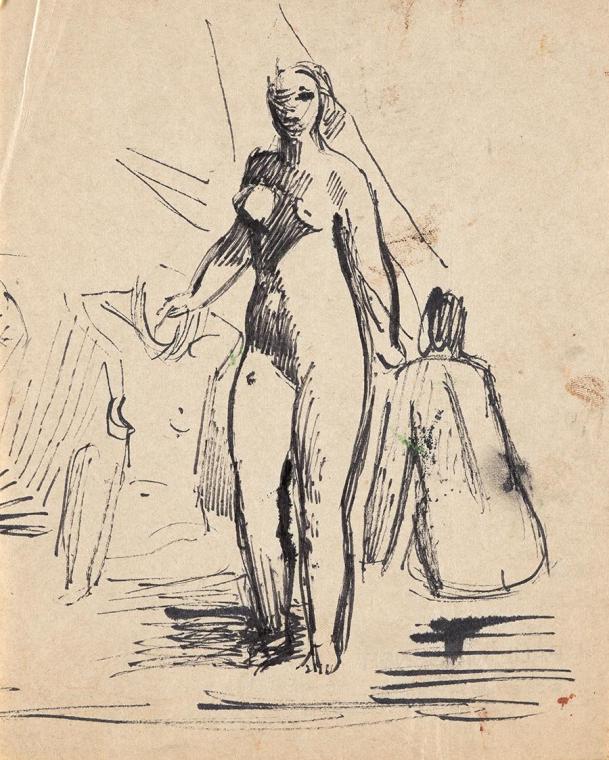 Paul Meissner, Drei Frauenakte, 1934, Tusche in schwarz, 22 × 17,6 cm, Belvedere, Wien, Inv.-Nr…