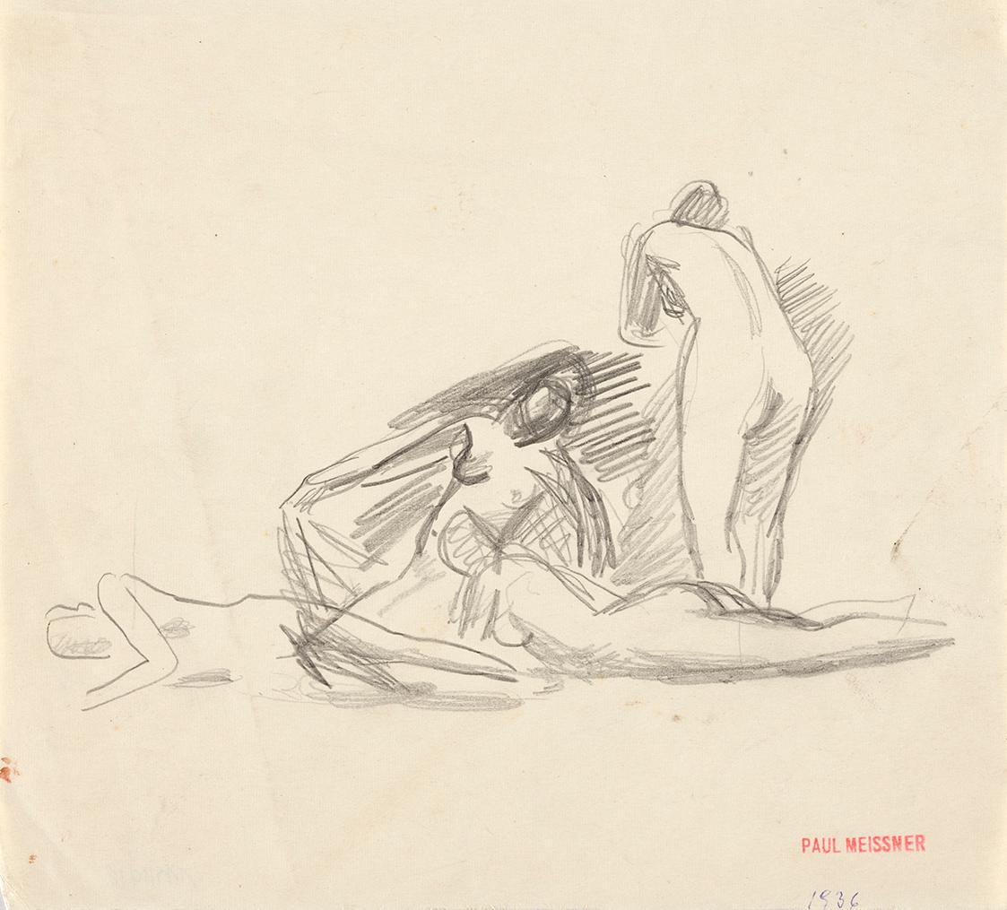 Paul Meissner, Vier Frauenakte, 1936, Bleistift, 19,3 × 21,3 cm, Belvedere, Wien, Inv.-Nr. 1121…