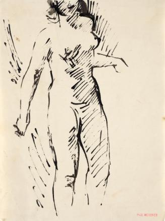 Paul Meissner, Stehender weiblicher Akt, 1934, Tusche, 28,1 × 21,3 cm, Belvedere, Wien, Inv.-Nr…