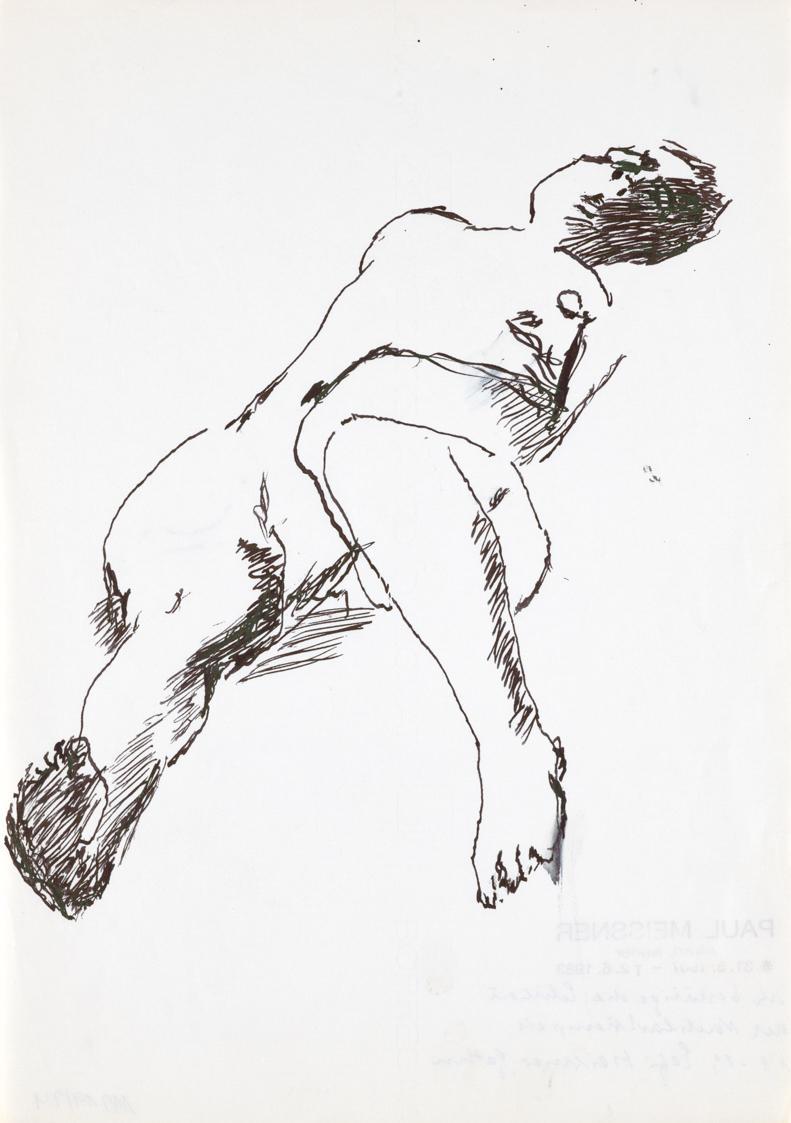 Paul Meissner, Liegender weiblicher Akt, undatiert, Tusche auf Papier, 29,8 × 21,2 cm, Belveder…