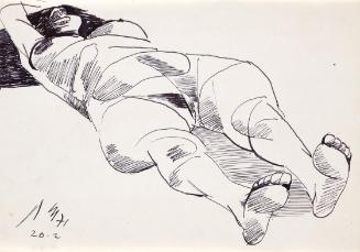 Paul Meissner, Liegender weiblicher Akt, 1971, Tusche auf Papier, 21,2 × 29,8 cm, Belvedere, Wi…