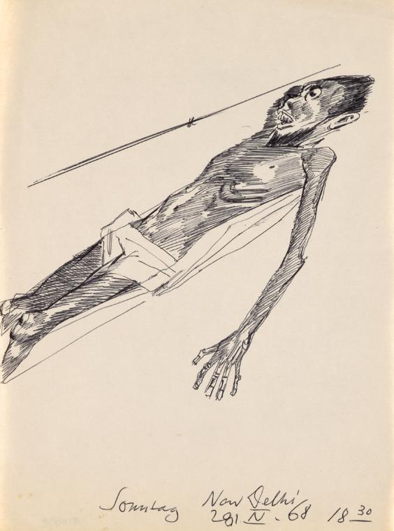 Paul Meissner, Liegender, 1968, Kugelschreiber, 27,5 × 20,5 cm, Belvedere, Wien, Inv.-Nr. 11219…