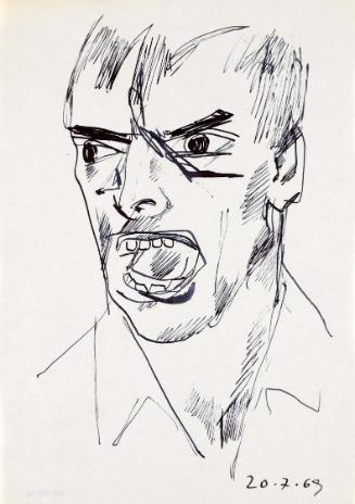 Paul Meissner, Wütender, 1969, Tusche, 29,9 × 21,2 cm, Belvedere, Wien, Inv.-Nr. 11219/34
