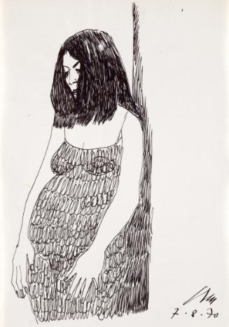 Paul Meissner, Stehende, 1970, Tusche auf Papier, 29,9 × 21,2 cm, Belvedere, Wien, Inv.-Nr. 112…