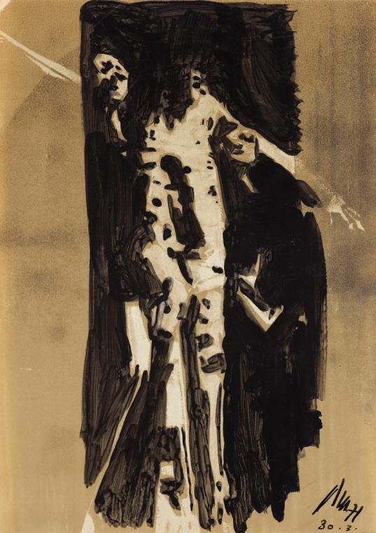 Paul Meissner, Ohne Titel, 1971, Tusche, Aquarell auf Papier, 29,9 × 21,3 cm, Belvedere, Wien, …