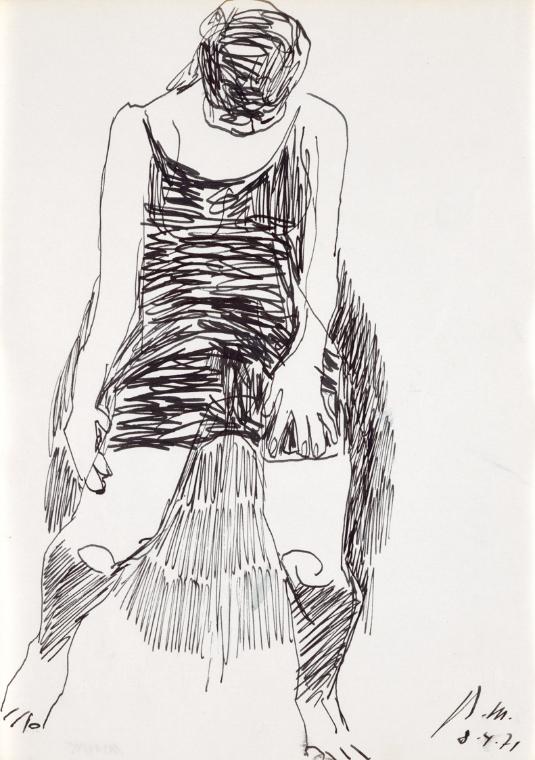 Paul Meissner, Stehende, 1971, Tusche auf Papier, 29,9 × 21,2 cm, Belvedere, Wien, Inv.-Nr. 112…